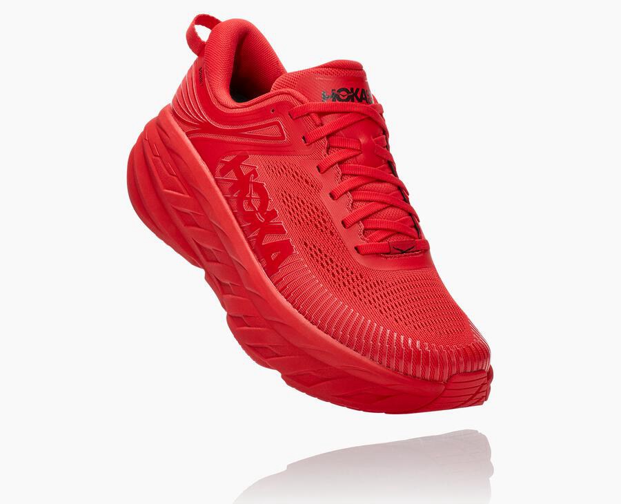 Hoka One One Bondi 7 - Men Running Shoes - Red,Australia UAJ-762530